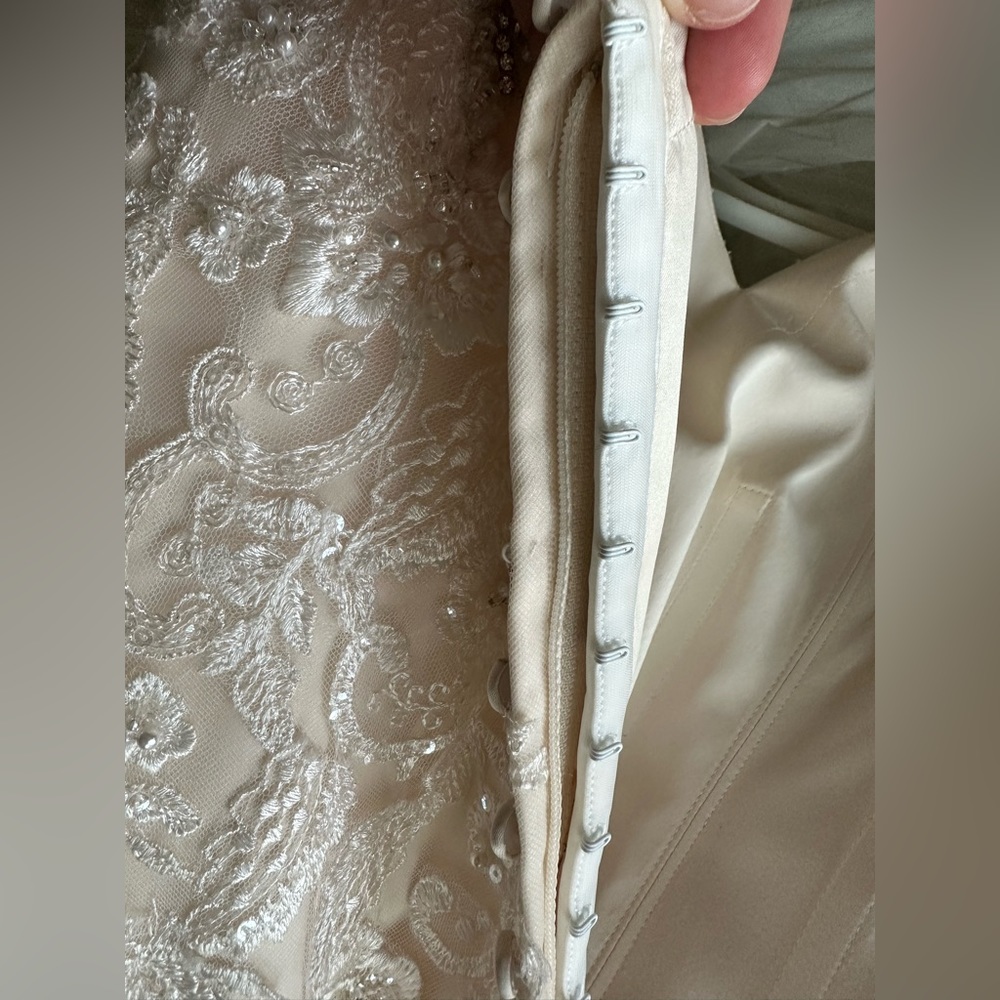 Mermaid Sweetheart Champagne Lace Wedding Dress - Picture 11 of 15